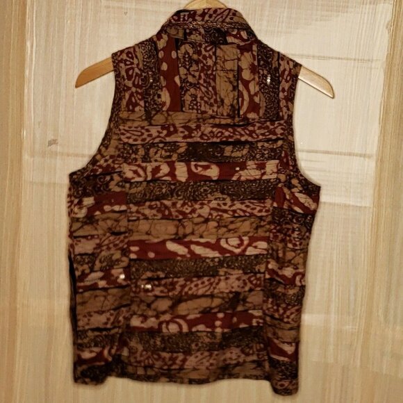 Chico's Womens Red Brown Silk Blend Vest XS - Picture 2 of 6